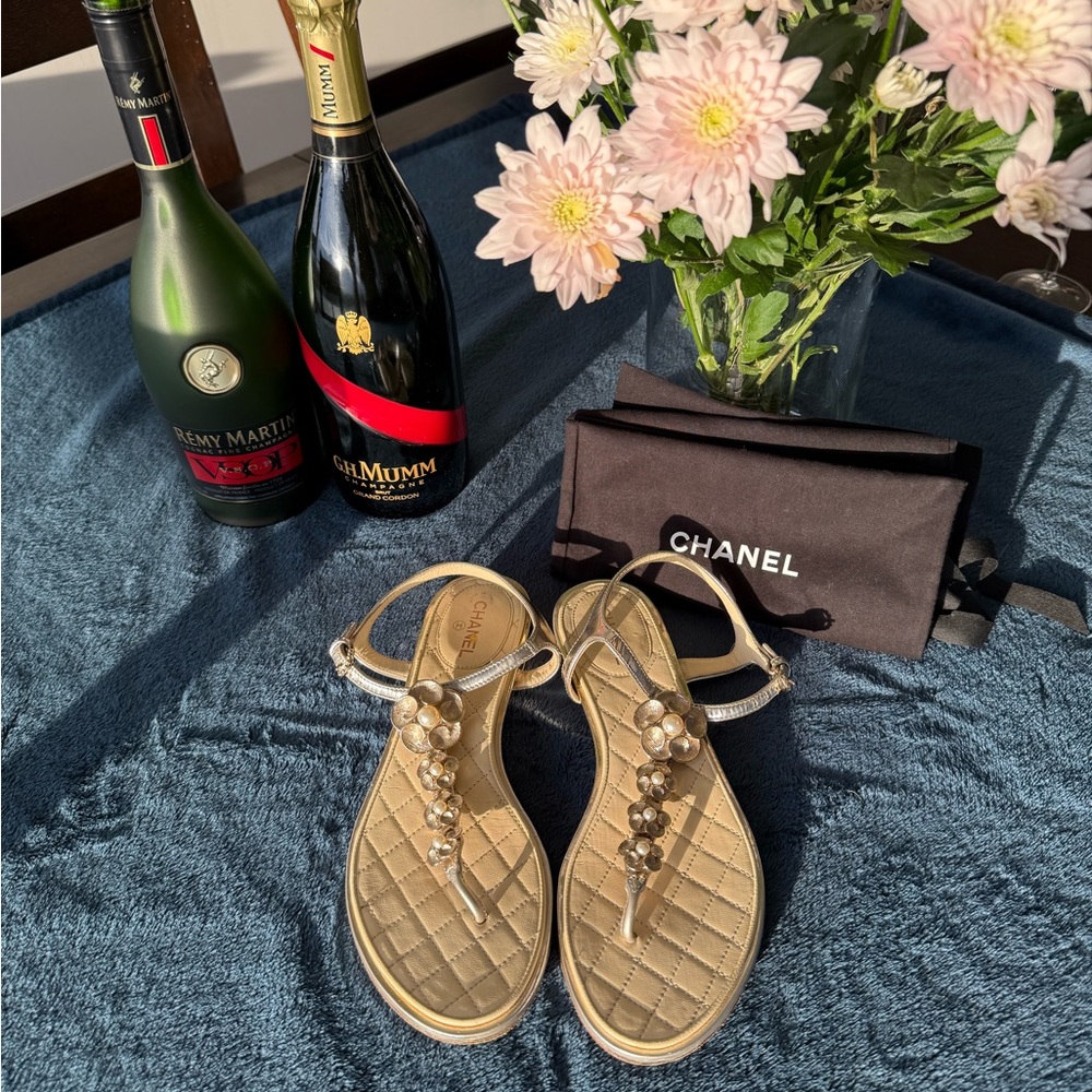 Chanel gold sandals (with dust bags)